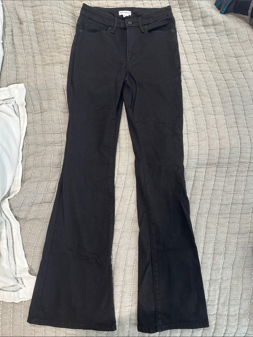Good American Black High-Rise Flare Jeans